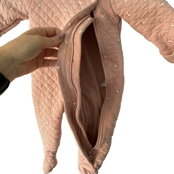 Carter's Soft Blush Pink Floral Quilted One Piece Bunting 6 Months - Picture 3 of 9